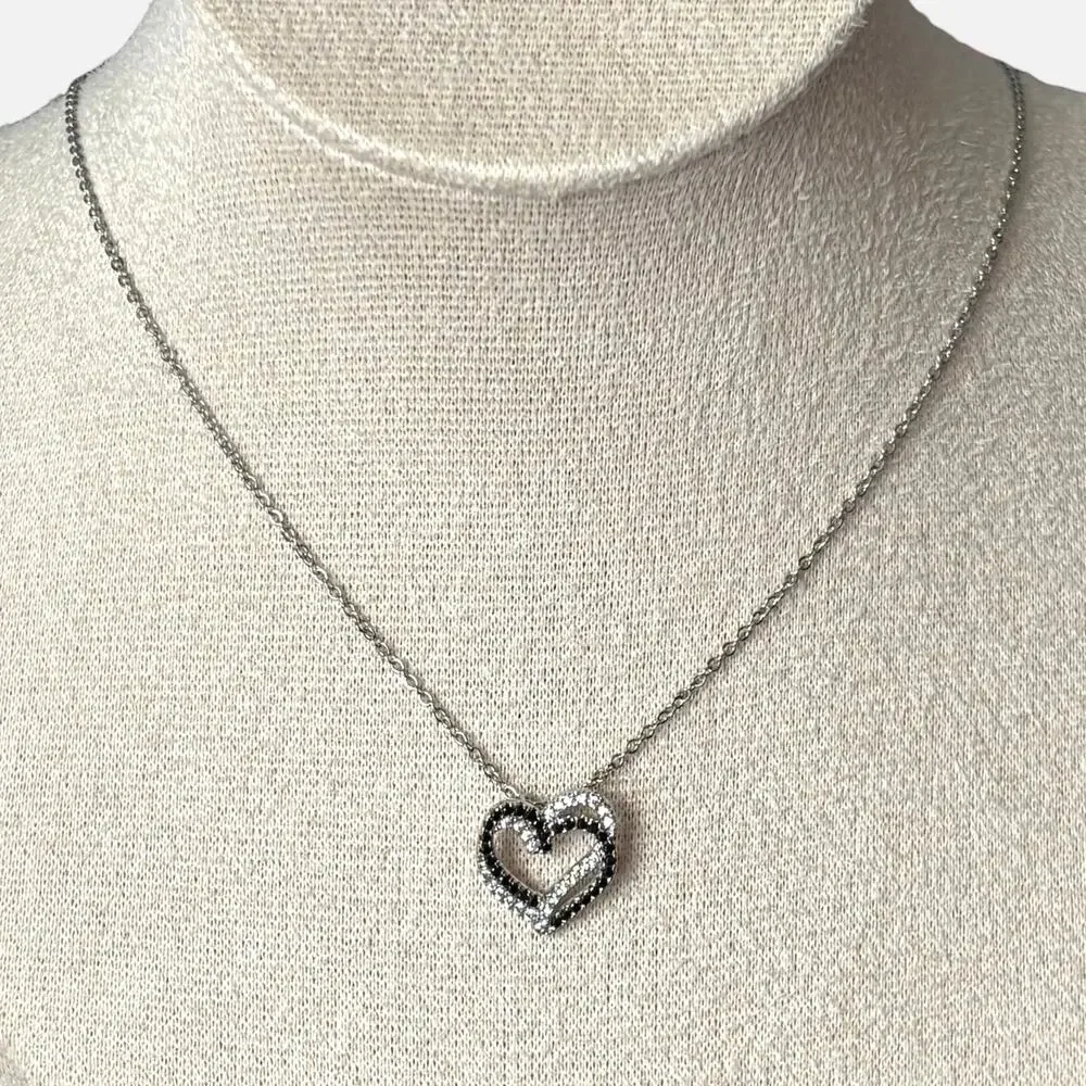 Black & White Heart Stone Necklace
